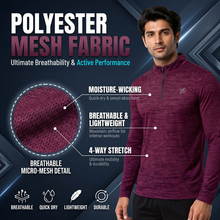 Men’s Lightweight Activewear Half-Zip Long Sleeve Performance Pullover