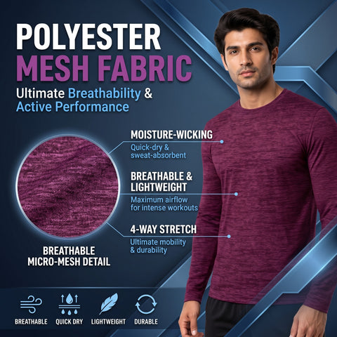 Men's Lightweight Full-Sleeve Active T-Shirt – Gym, Sports & Running Wear