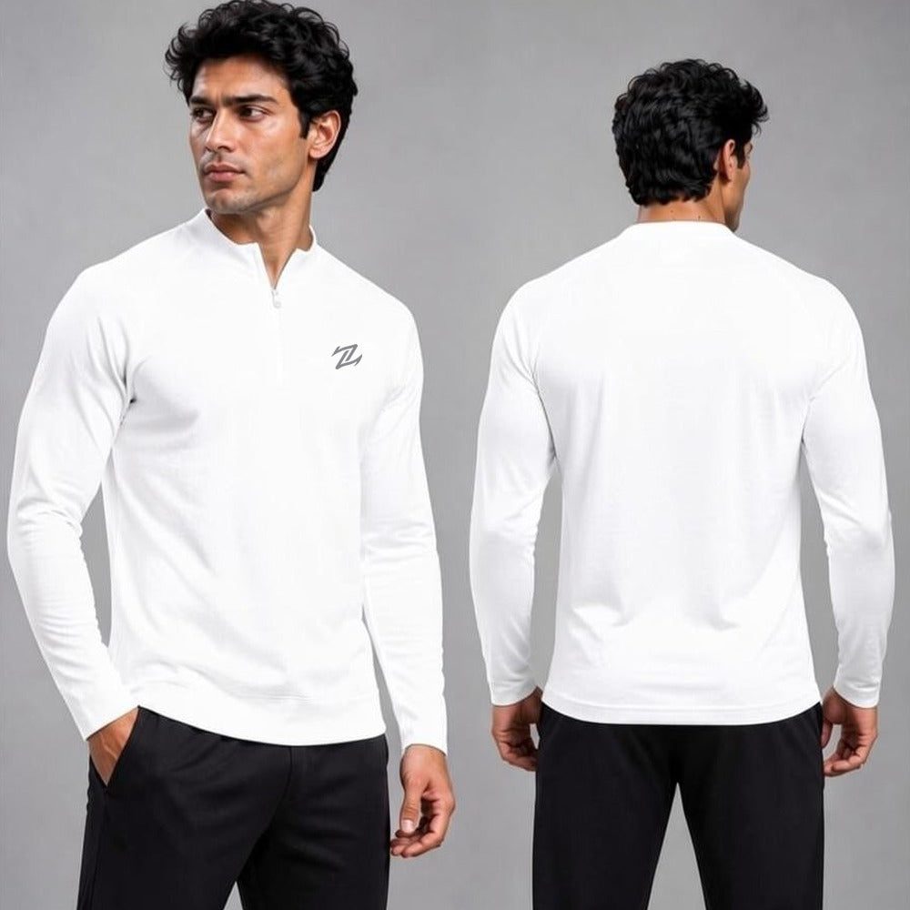 Men's full sleeves active tee by ZAKWEAR, shown in black with a fitted design and breathable fabric for sports and exercise.