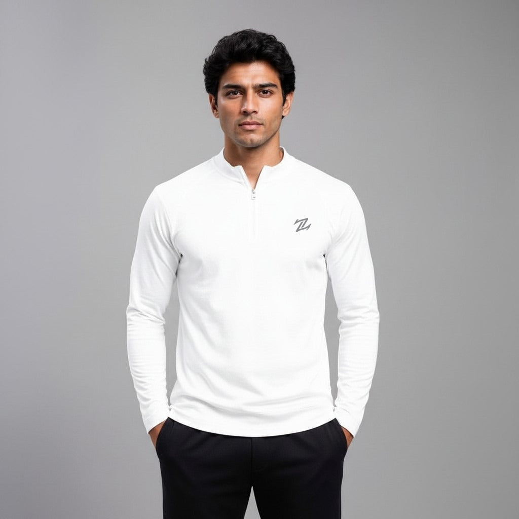 Men's full sleeves active tee by ZAKWEAR, shown in black with a fitted design and breathable fabric for workout comfort.
