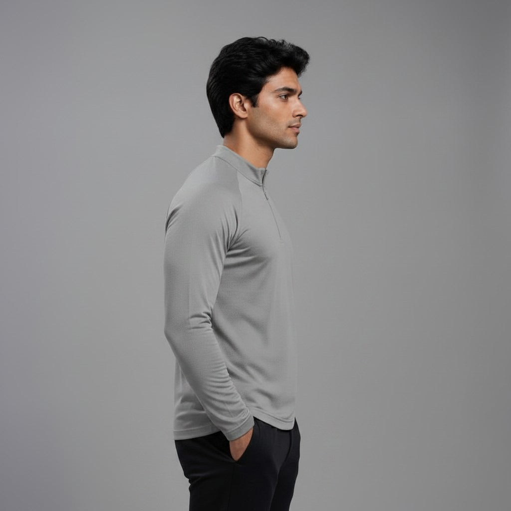 Men's full sleeves active T-shirt by ZAKWEAR, shown in black with a fitted design, suitable for sports and active wear.