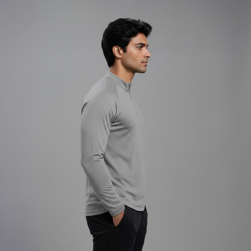 Men's full sleeves active T-shirt by ZAKWEAR, shown in black with a fitted design, suitable for sports and active wear.