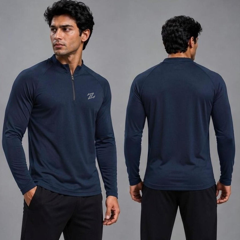 Men's full sleeves active T-shirt by ZAKWEAR, shown in black with a fitted athletic design and moisture-wicking fabric.