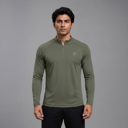 Men's full sleeve active tee by ZAKWEAR, shown in black with a fitted design, suitable for sports and casual wear