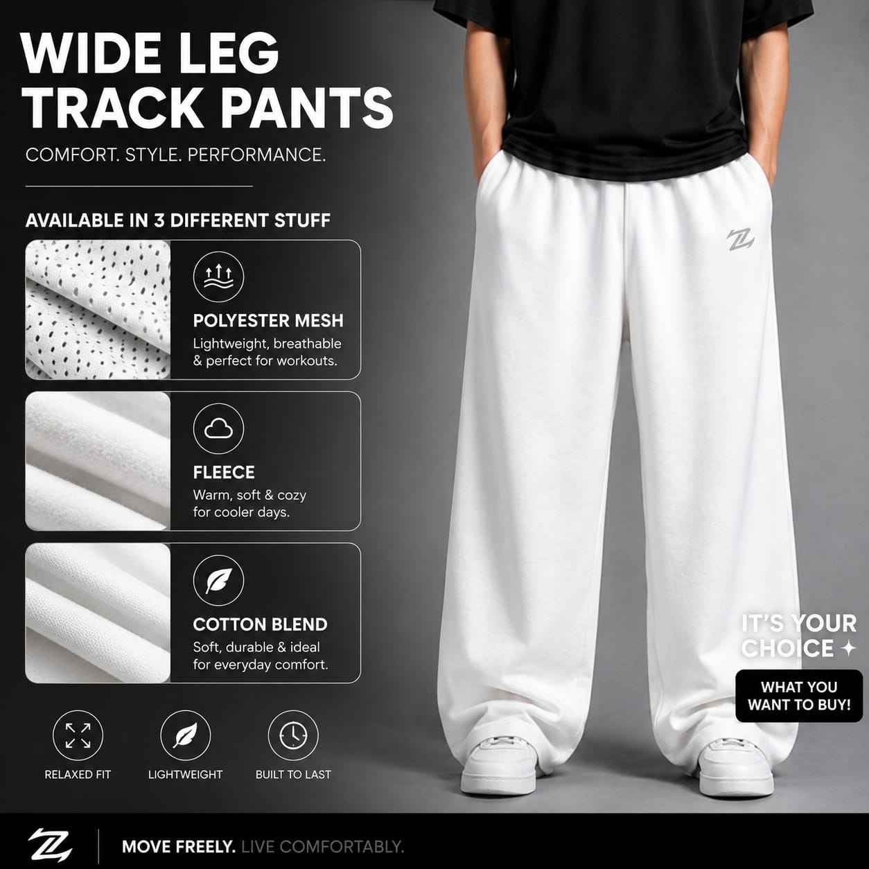 Men's loose fit basic trousers by ZAKWEAR, showing comfortable, casual fit and classic design in a neutral color.