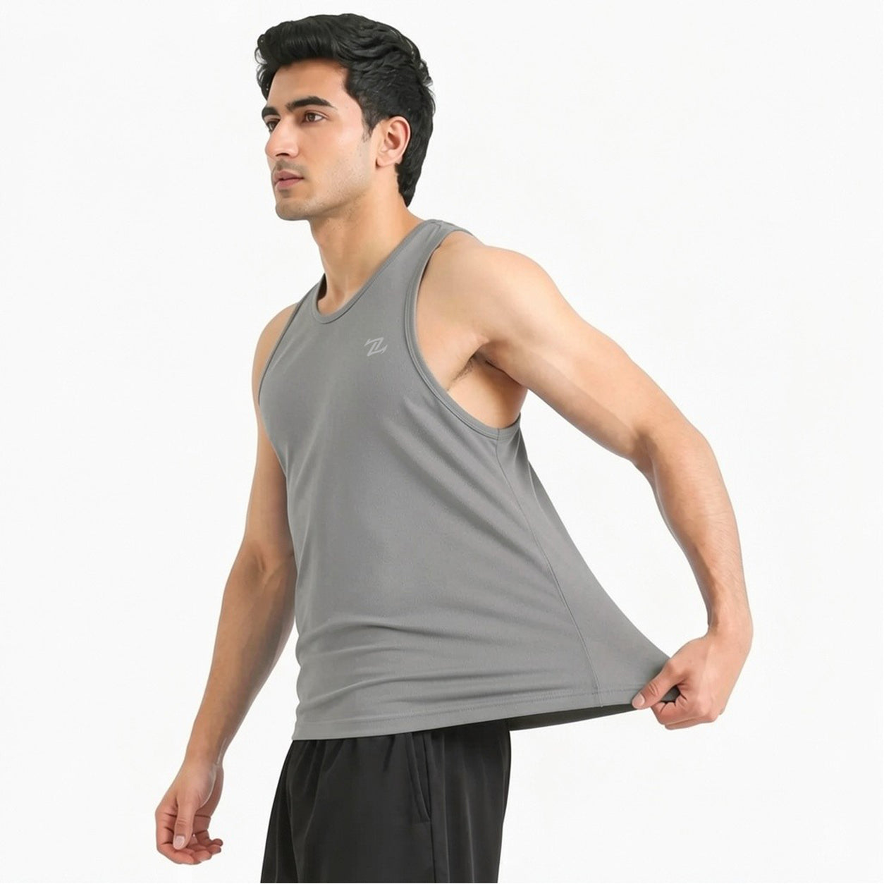 Set of three men's workout tank tops by ZAKWEAR in various colors, designed for gym, workout, and casual wear.