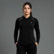 Women's full sleeves hooded shirt with reflective strips by ZAKWEAR, featuring a hood, long sleeves, and safety reflective details.