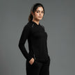 Women’s full-sleeve hooded shirt with reflective strips by ZAKWEAR, featuring a comfortable fit and safety details.