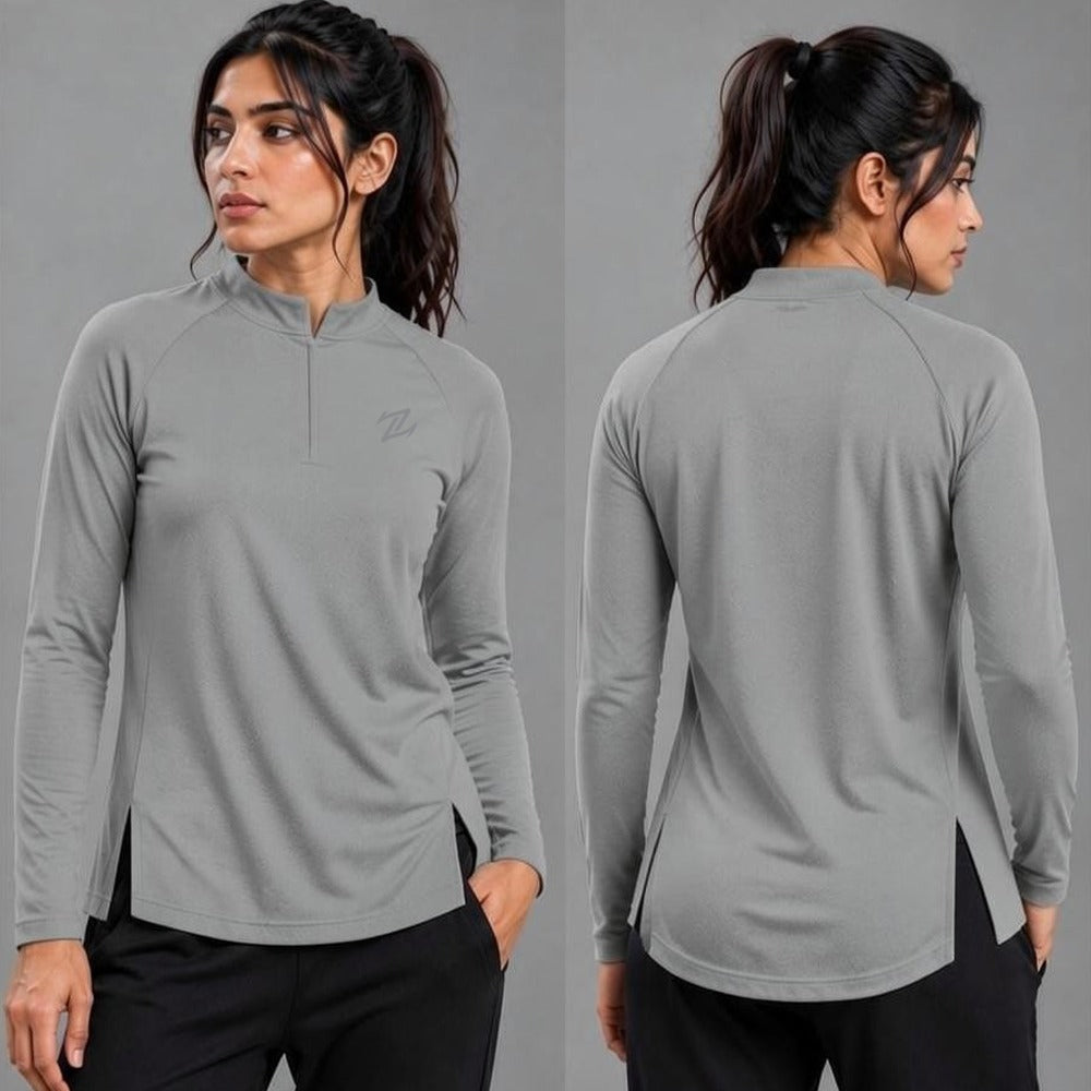 Women's full sleeves shirt by ZAKWEAR featuring a classic design, shown in a stylish, relaxed fit on a neutral background.