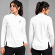 Women’s full-sleeves shirt by ZAKWEAR, showcasing a casual, long-sleeve design with a collar and button-down front.