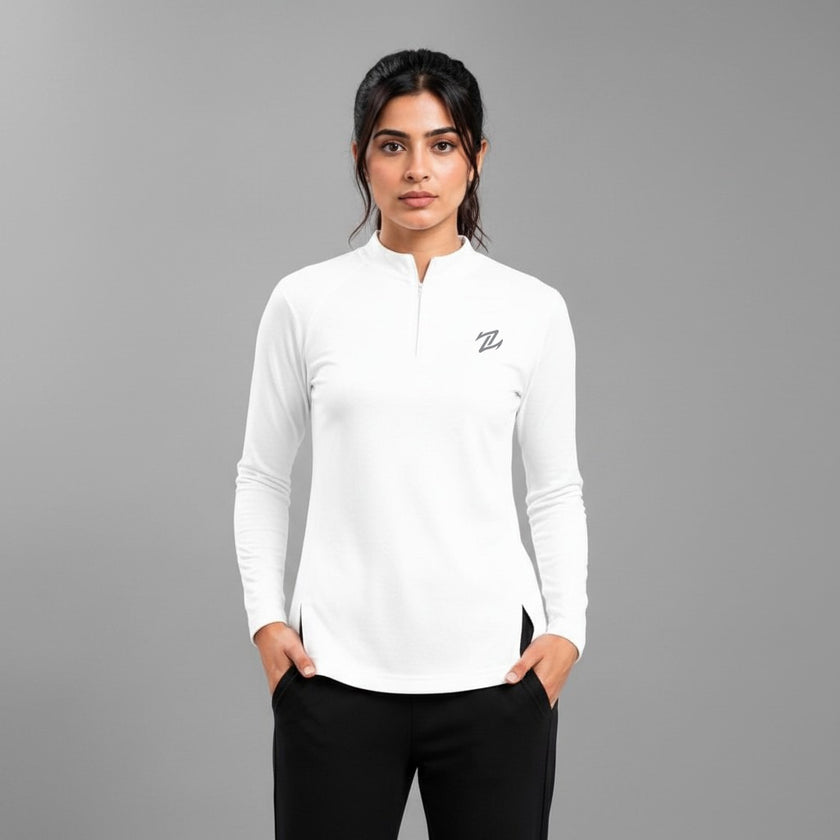 Women's full sleeves shirt by ZAKWEAR, shown in a stylish, casual fit with button-down front and long sleeve design.