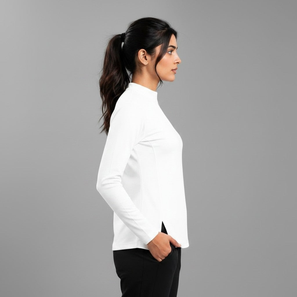 Women's full sleeves shirt by ZAKWEAR, shown in a stylish fit with button-down front and classic collar, in a casual everyday look.