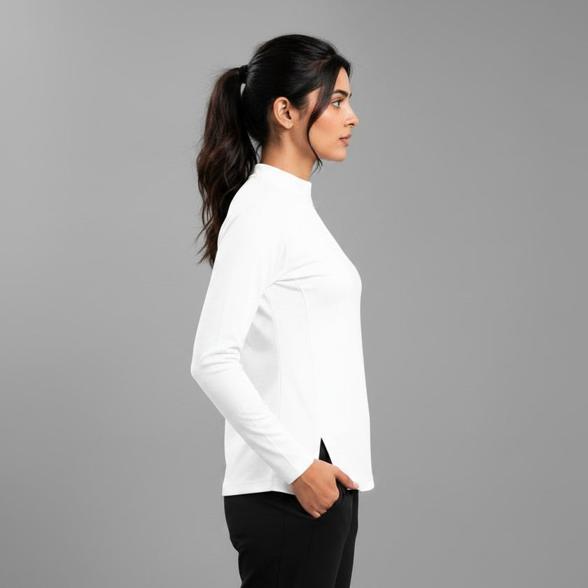 Women's full sleeves shirt by ZAKWEAR, shown in a stylish fit with button-down front and classic collar, in a casual everyday look.