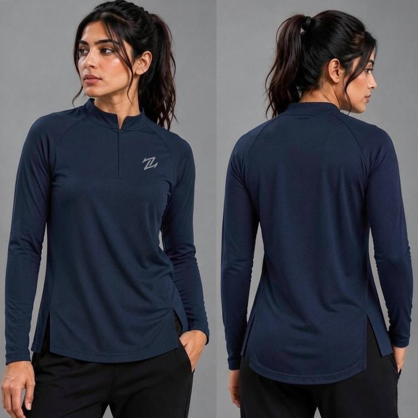 Women’s full-sleeve shirt by ZAKWEAR, featuring a comfortable fit and stylish design, shown in a casual pose.