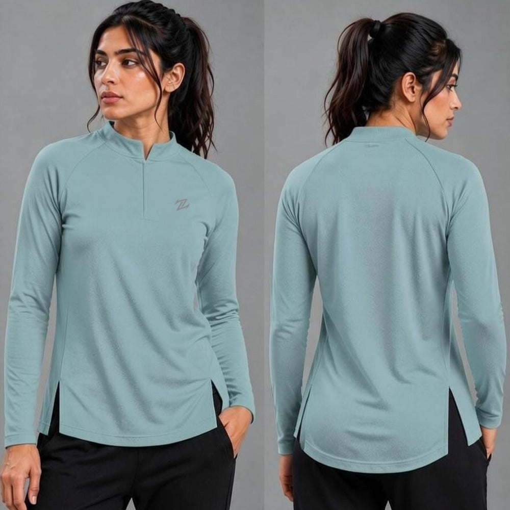 Women's full sleeves shirt by ZAKWEAR, featuring a casual fit with a button-up front and classic collar.