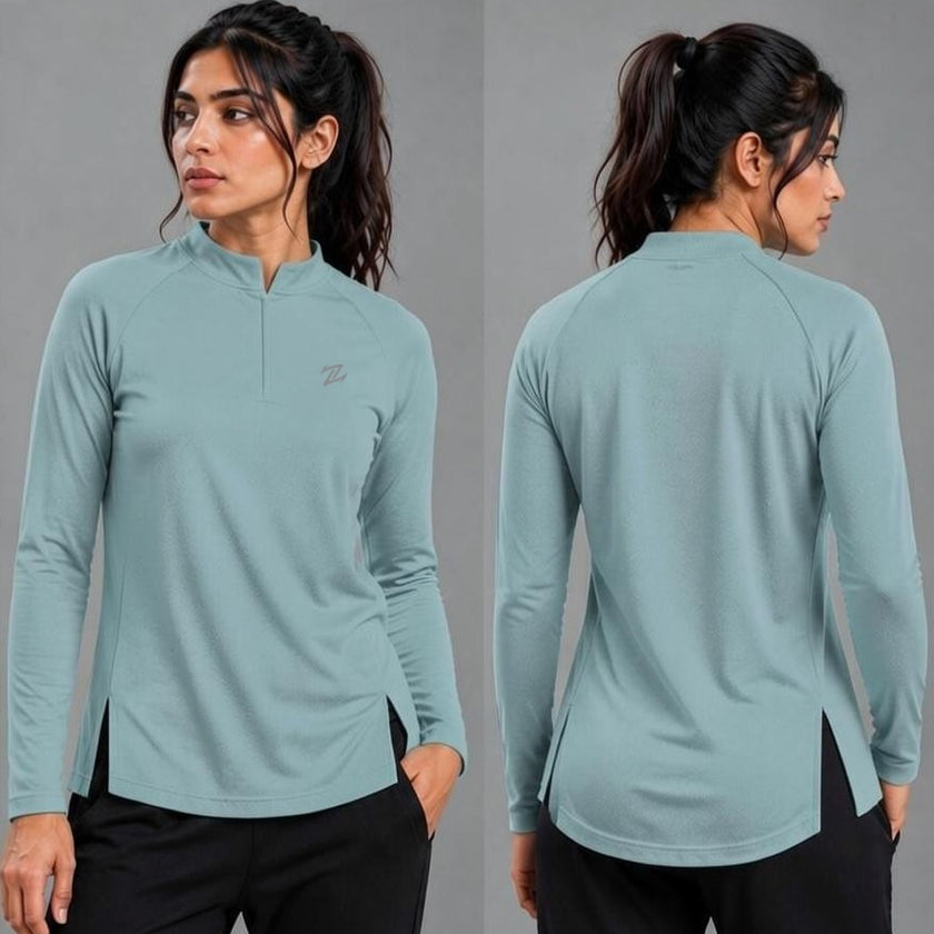 Women's full sleeves shirt by ZAKWEAR, featuring a casual fit with a button-up front and classic collar.