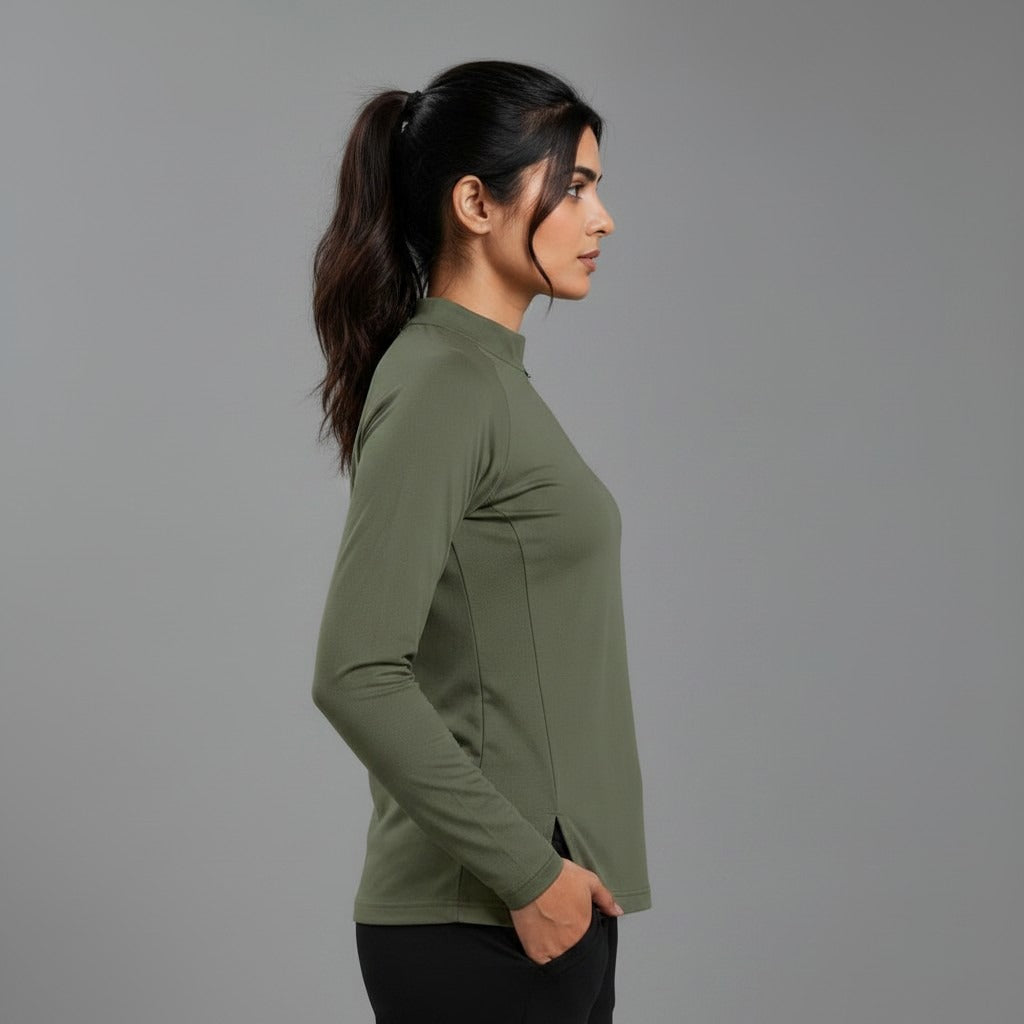 Women’s full sleeves shirt by ZAKWEAR, showing a casual long-sleeve top with a relaxed fit and button-down front.