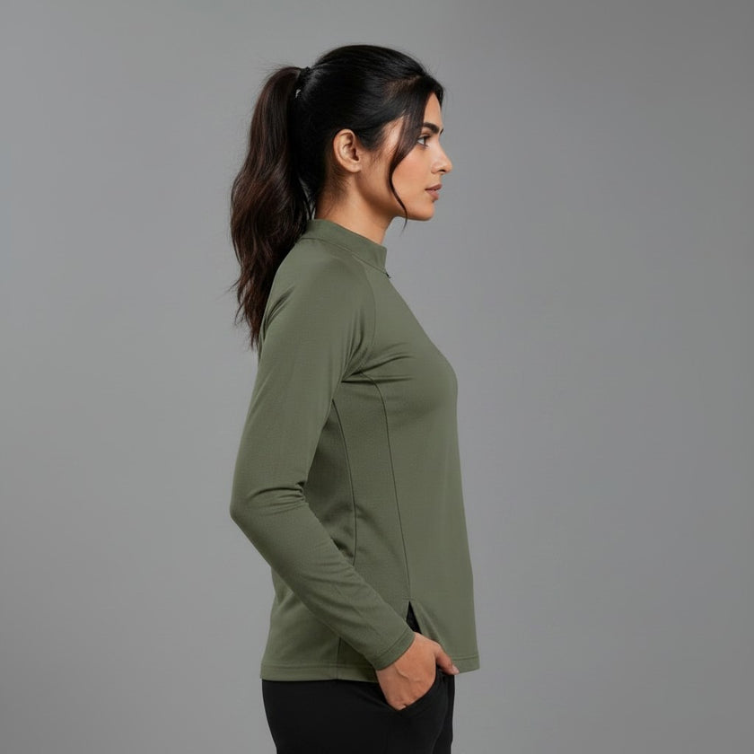 Women’s full sleeves shirt by ZAKWEAR, showing a casual long-sleeve top with a relaxed fit and button-down front.